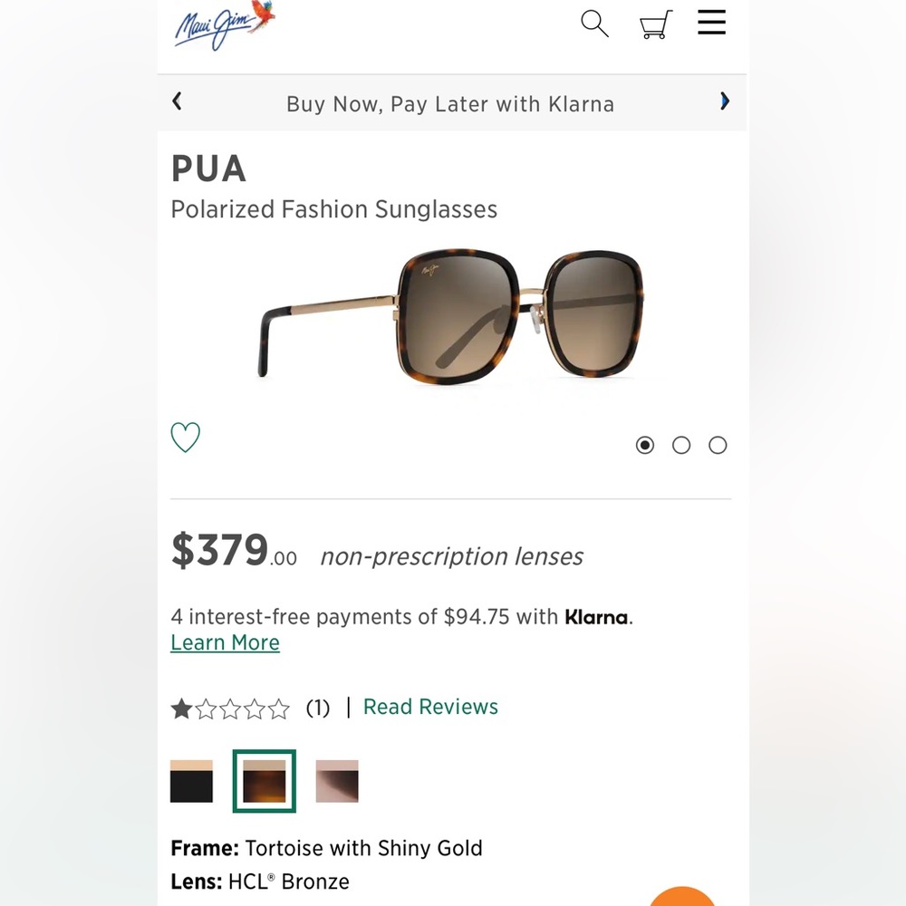 Maui Jim Pua Sunglasses Brand New never worn just didn’t like it on me!